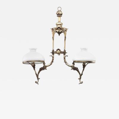 French Victorian Bronze Scroll Billiard Fixture