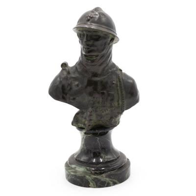 French Victorian Bronze Soldier Bust