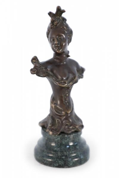 French Victorian Bust form Bronze and Marble Paperweight