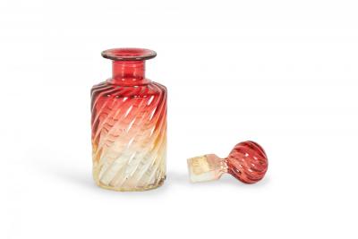 French Victorian Cranberry Baccarat Crystal Perfume Bottles