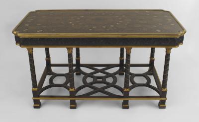 French Victorian Ebony Inlaid Center Table
