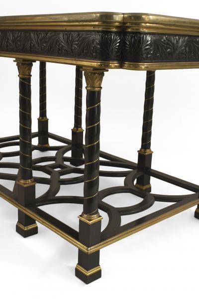 French Victorian Ebony Inlaid Center Table