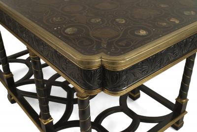 French Victorian Ebony Inlaid Center Table