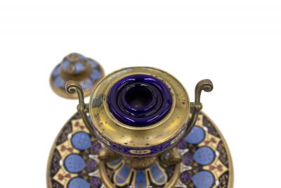 French Victorian Enamel Urn Inkwell