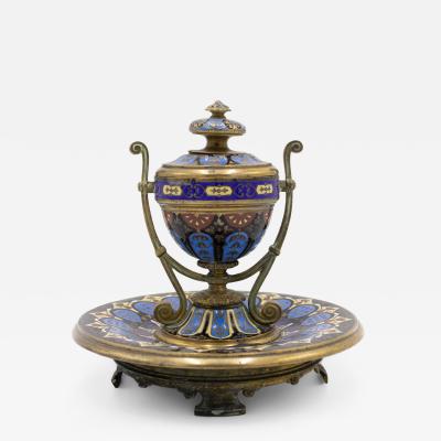 French Victorian Enamel Urn Inkwell