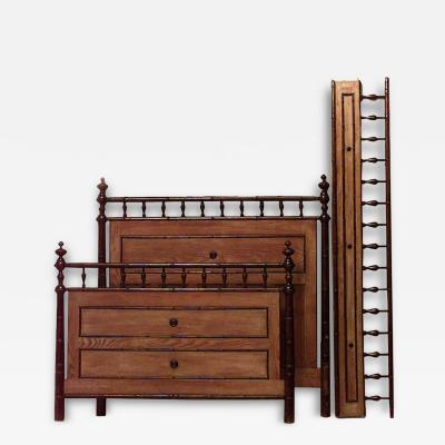 French Victorian Faux Bamboo Wooden Twin Bed