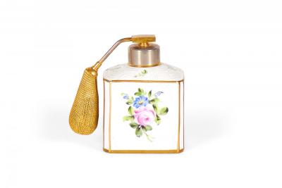 French Victorian Floral Porcelain Perfume Atomizer