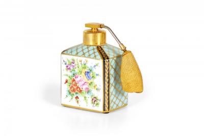 French Victorian Floral Porcelain Perfume Atomizer