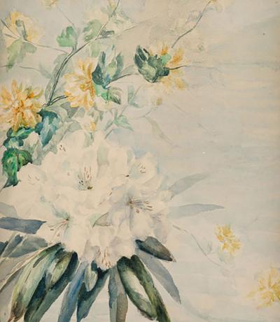 French Victorian Floral Still Life Watercolor