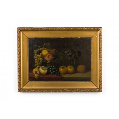 French Victorian Fruit and Vase Still Life