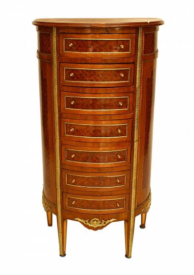 French Victorian Fruitwood Demilune Chest