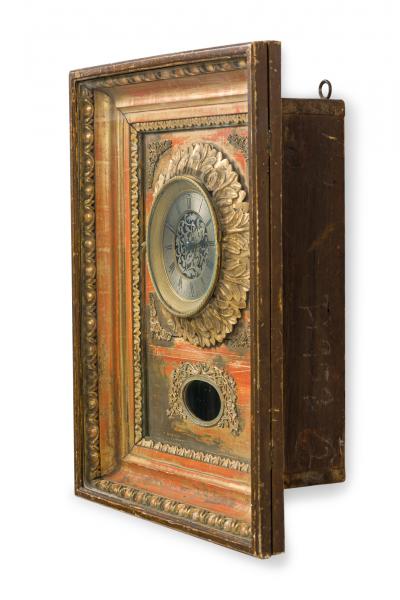 French Victorian Gilt and Painted Wall Clock