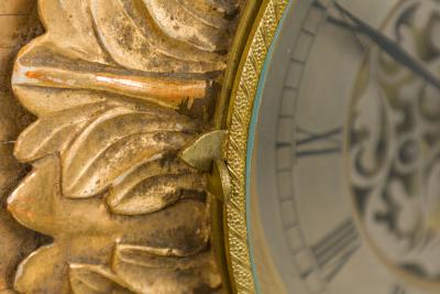 French Victorian Gilt and Painted Wall Clock