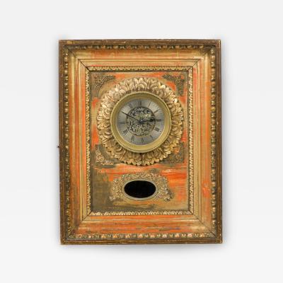 French Victorian Gilt and Painted Wall Clock