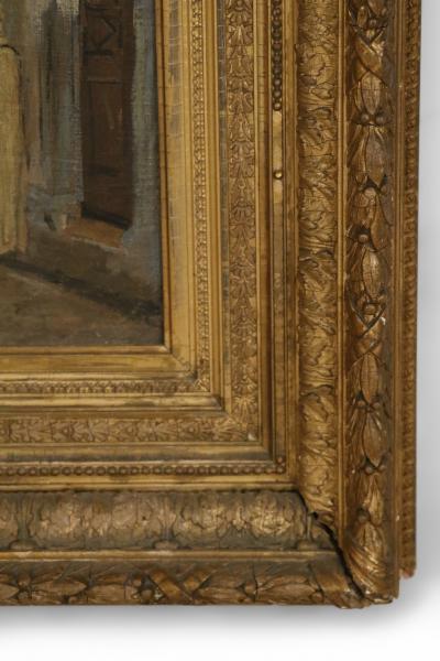 French Victorian Giltwood Framed Oil Painting of a Middle Eastern Street Scene