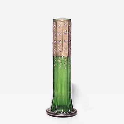 French Victorian Green Glass and Gilt Metal Vase