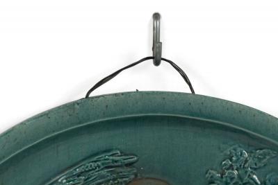 French Victorian Green Porcelain Cupid Wall Plaque