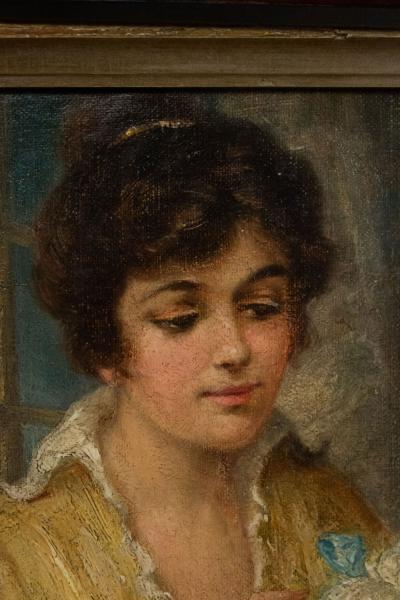 French Victorian Lady and Poodle Portrait