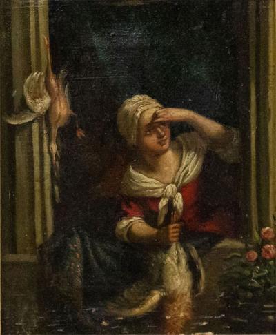 French Victorian Lady by a Window Portrait