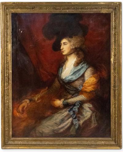 French Victorian Lady with a Black Hat Portrait