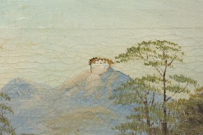 French Victorian Landscape of House by Two Waterfalls