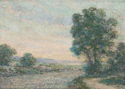 French Victorian Landscape of Stream and Tree
