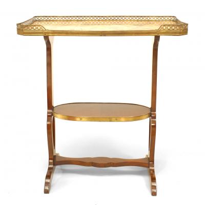 French Victorian Mahogany Marble Top End Table