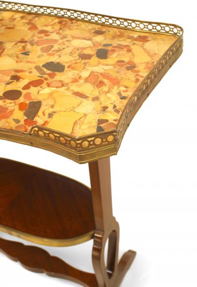 French Victorian Mahogany Marble Top End Table