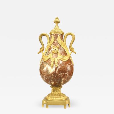 French Victorian Marble and Bronze Urn