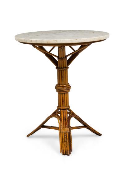 French Victorian Natural rattan and wicker trim End Table