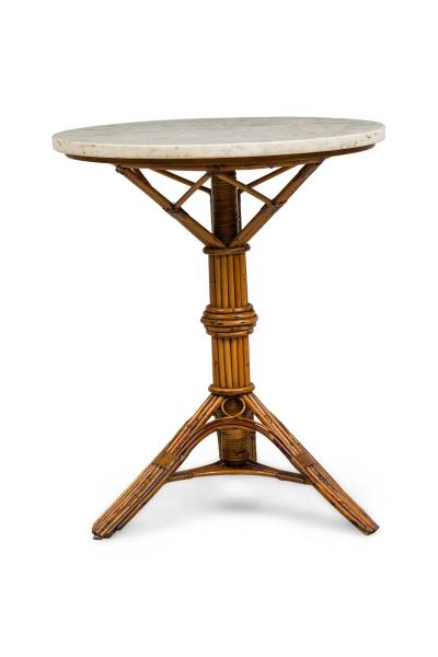 French Victorian Natural rattan and wicker trim End Table