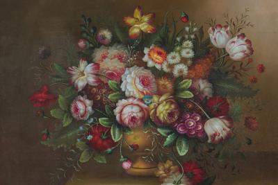 French Victorian Oil On Canvas Painting Titled Still Life 1 