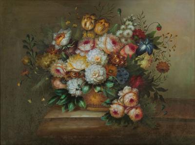 French Victorian Oil On Canvas Painting Titled Still Life 4 