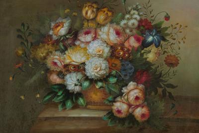 French Victorian Oil On Canvas Painting Titled Still Life 4 