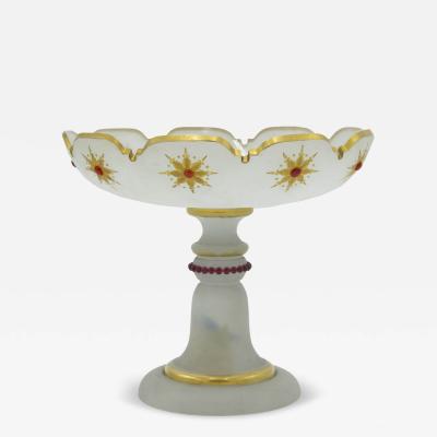 French Victorian Opaline Jeweled Compote