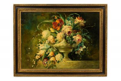 French Victorian Painting of a Bouquet of Flowers