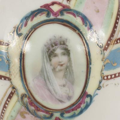 French Victorian Porcelain Ginger Jar with Portrait