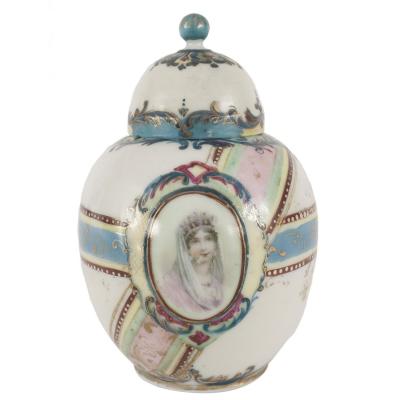 French Victorian Porcelain Ginger Jar with Portrait