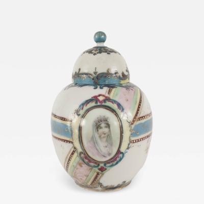 French Victorian Porcelain Ginger Jar with Portrait