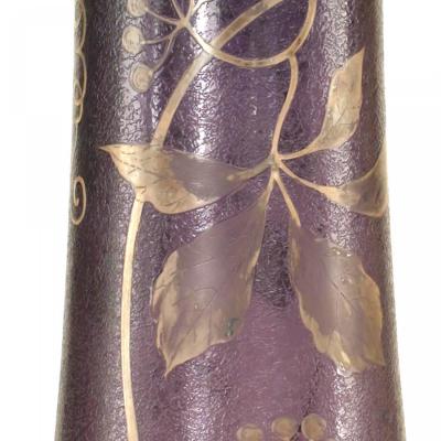 French Victorian Purple and Silver Glass Vase