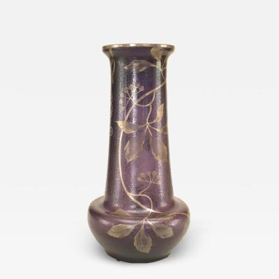 French Victorian Purple and Silver Glass Vase