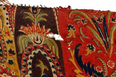 French Victorian Red and Multi Colored Table Cover