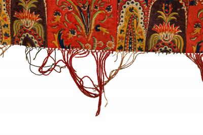 French Victorian Red and Multi Colored Table Cover