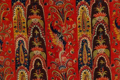 French Victorian Red and Multi Colored Table Cover