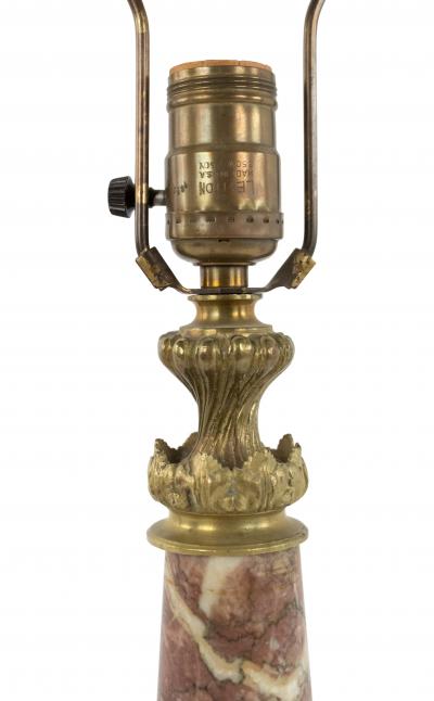 French Victorian Rouge Marble Table Lamp