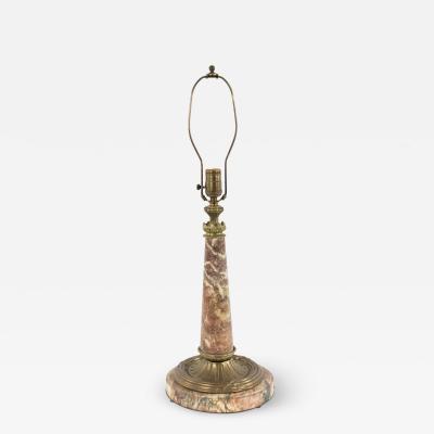 French Victorian Rouge Marble Table Lamp