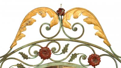 French Victorian Round Painted Wrought Iron Wall Mirror