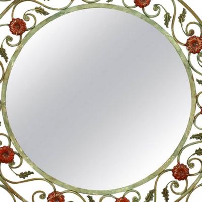French Victorian Round Painted Wrought Iron Wall Mirror