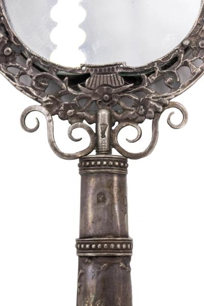 French Victorian Silver Plate Hand Mirror