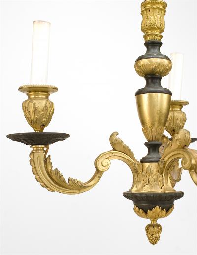 French Victorian Style Bronze Black and Gilt Chandelier